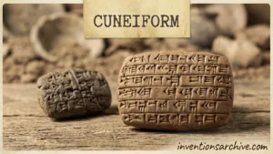 A clay tablet with cuneiform writing and a stone inscribed with cuneiform symbols.