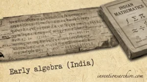 Ancient Indian manuscript illustrating early algebra concepts with numerical and symbolic notation.