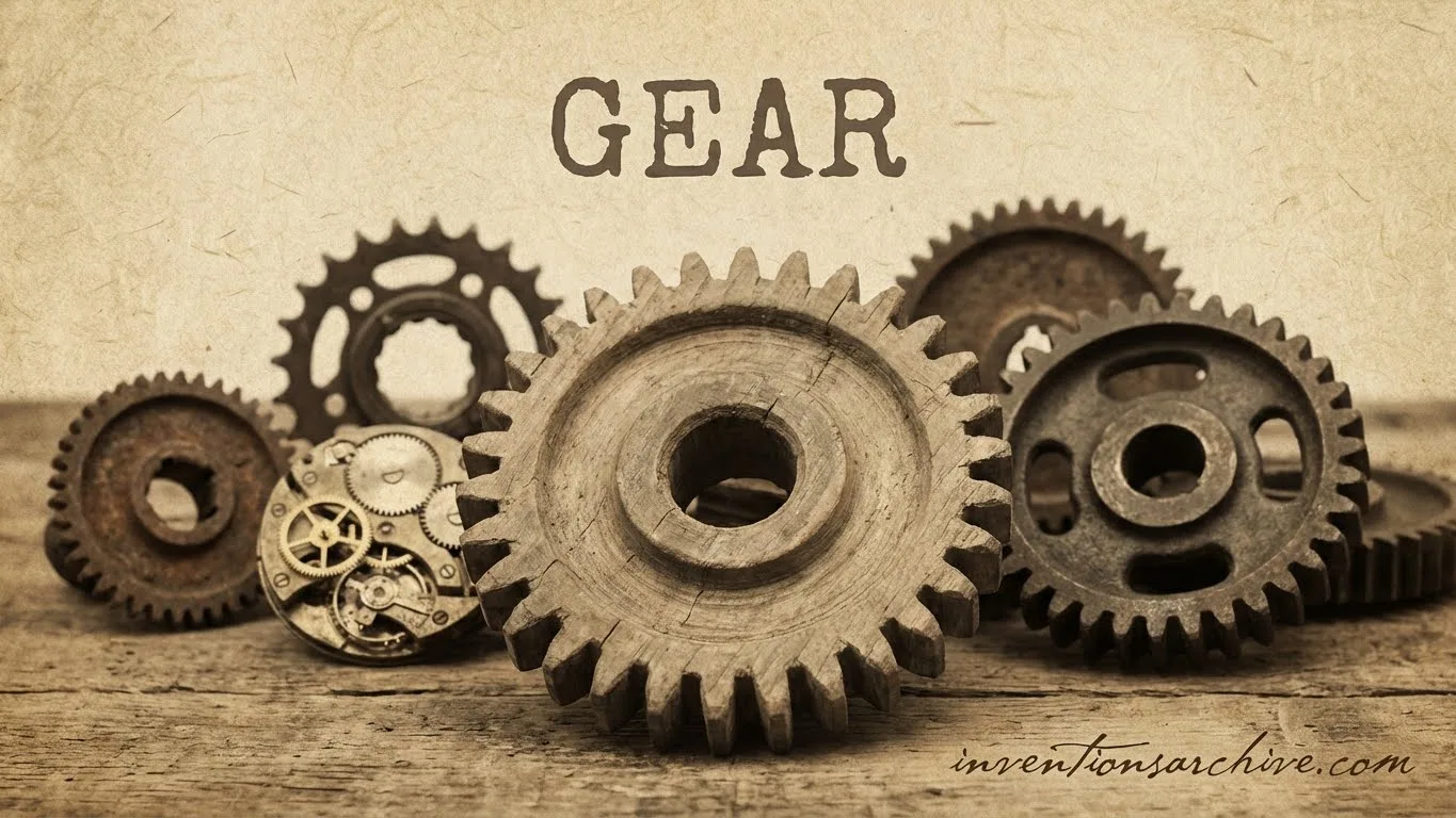 Clothespins and gears of various sizes form a gear-themed decoration.