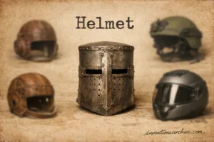 A robot wearing a helmet, showcasing a protective helmet design.