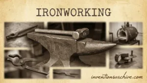 A blacksmith's anvil with a hammer for ironworking