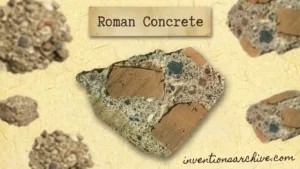 Roman concrete, shown as a chunky mixture with stones and brick pieces, demonstrates ancient buildin…