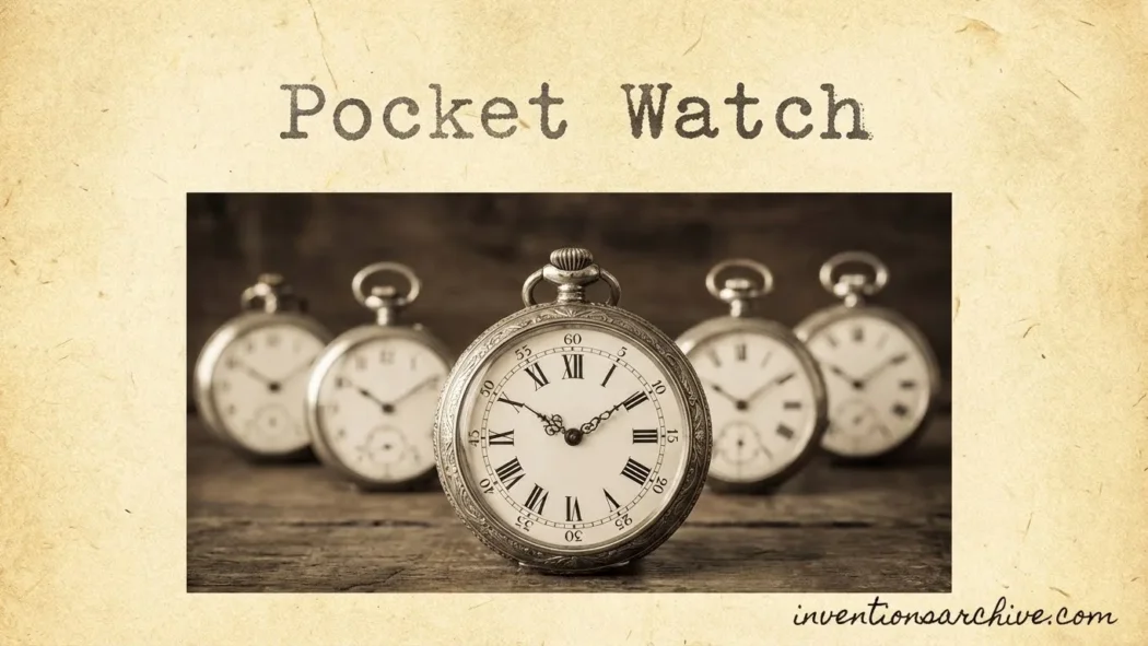 A vintage pocket watch with Roman numerals and a chain, showcasing the classic ICAT design.