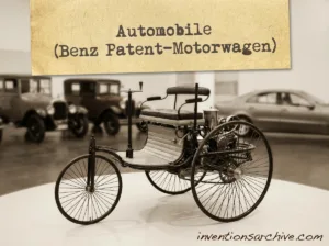 Benz Patent-Motorwagen, the first automobile, showcases early design with a simple frame, engine, and three wheels.