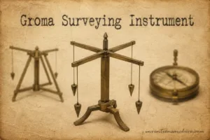 A Groma surveying instrument used for precise angle measurement and alignment in ancient surveying practices.