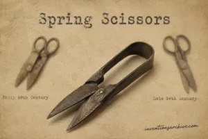 Spring scissors with a sharp blade and spring mechanism, designed for precise cutting tasks.