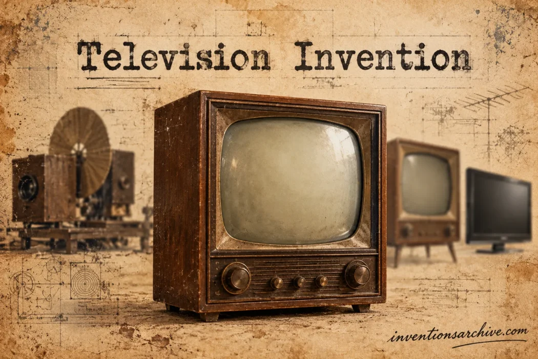 Vintage television sets show the invention of television, highlighting early designs and the history behind this innovation.